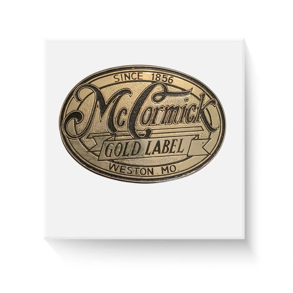 Vintage McCormick Gold Label Brass Belt Buckle